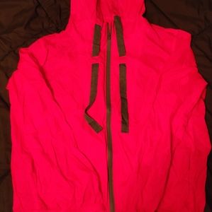 Pink Hoodie Drawstring Light Windbreaker